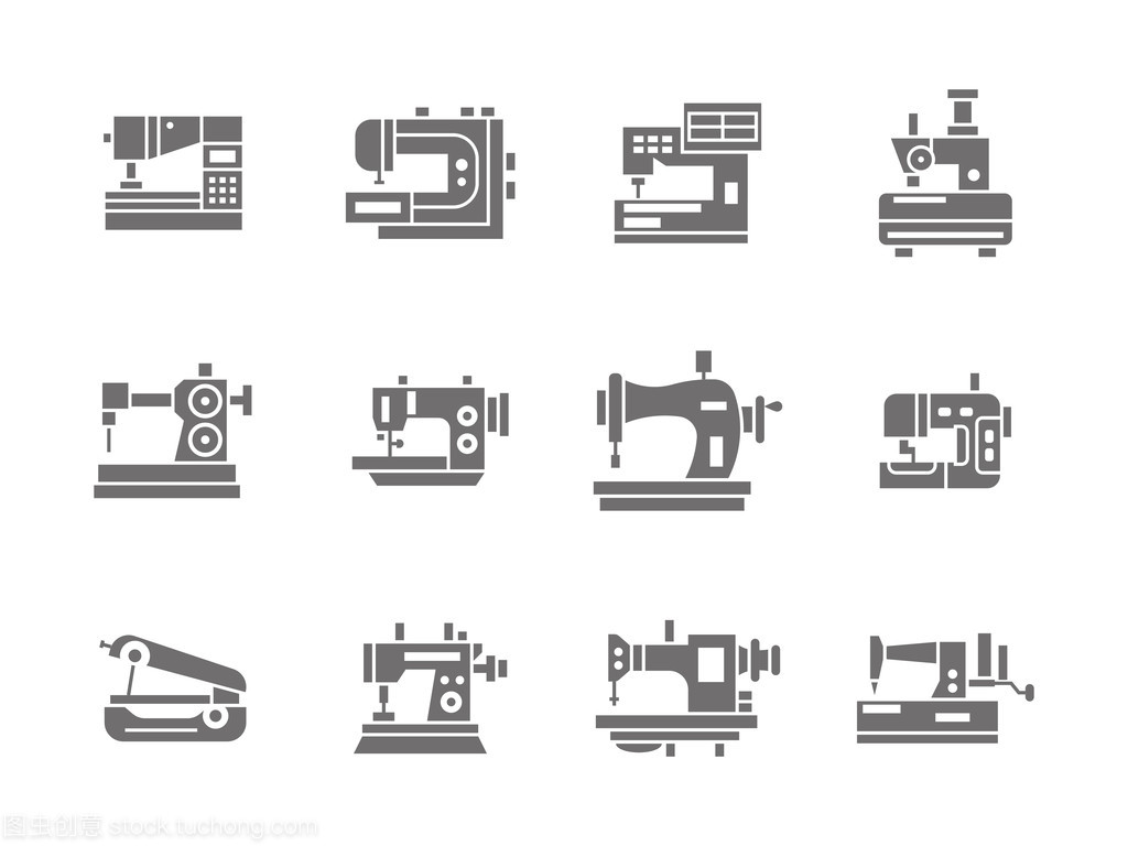 縫紉技術(shù)標志符號樣式矢量圖標設(shè)置